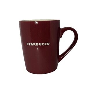 Starbucks advertising coffee mug Burgundy‎ Logo White Shaped 10 Oz 2020